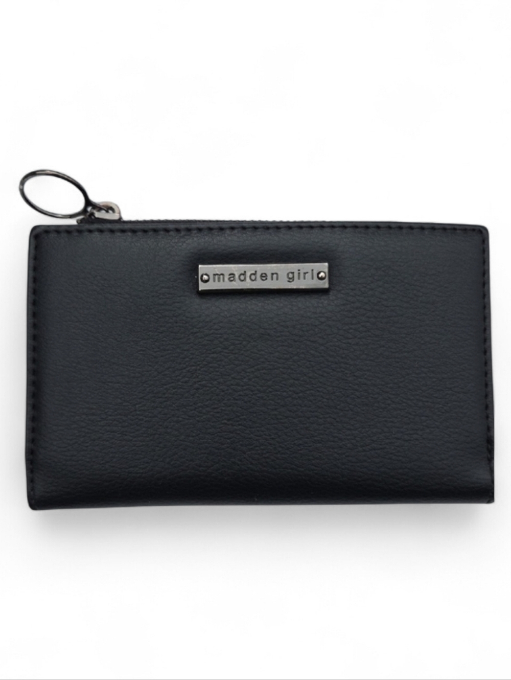 Madden Girl Black Faux Leather Zip Card Wallet